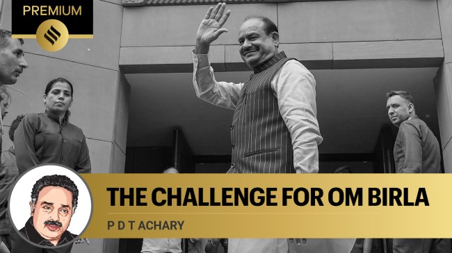 BJP MP Om Birla arrives at the Parliament House complex during the first session of the 18th Lok Sabha. (Photo: PTI)