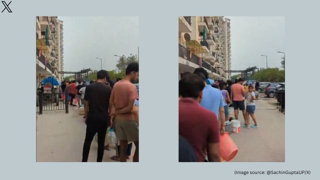 Residents stand in long queues for water
