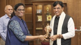 Union Minister for Youth Affairs and Sports Mansukh Mandaviya and IOA Chief PT Usha during a review meeting on Olympics 2024, at India Olympic Association office in New Delhi, Thursday, June 13, 2024. (PTI Photo)