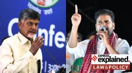 Telangana Andhra TDP leader N Chandrababu Naidu (left) and Telangana CM Revanth Reddy.