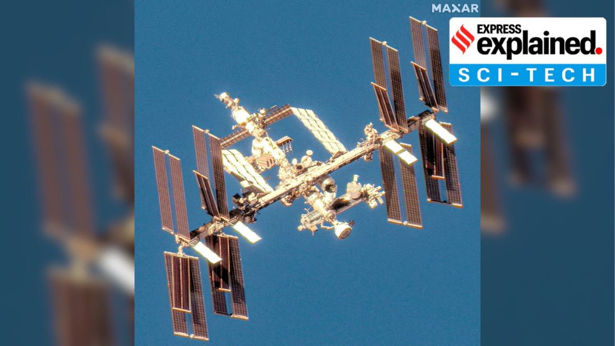 A satellite image shows an overview of the International Space Station with the Boeing Starliner spacecraft (in the centre, bottom portion) on June 7, 2024.