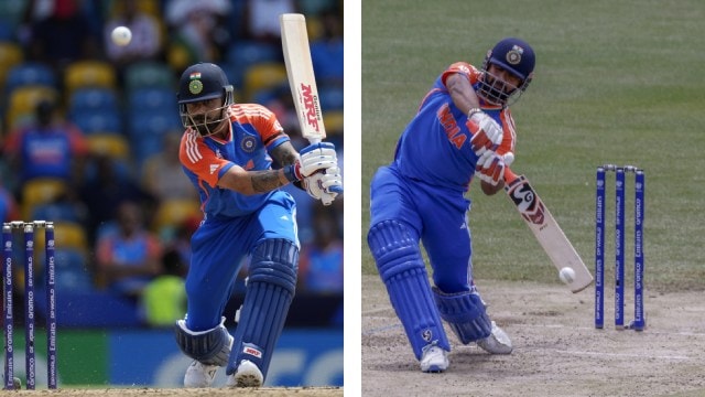 India's Virat Kohli (left) and Rishabh Pant during the ongoing T20 World Cup. (PHOTOS: AP)