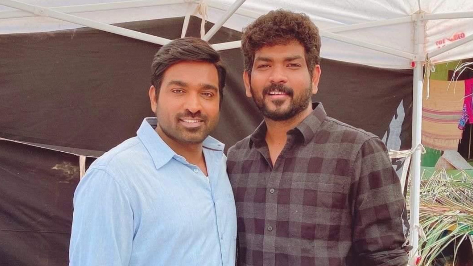 Vijay Sethupathi with Vignesh Shivan on Kaathuvaakula Rendu Kaadhal sets