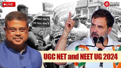 Congress NEET and UGC NET workers protest against live updates: