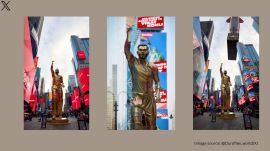 Virat Kohli's lifesize statue at New York's Times Square