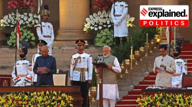 Prime Minister Narendra Modi and President Ram Nath Kovind at the swearing-in ceremony at Rashtrapati Bhavan in New Delhi on May 30, 2019.