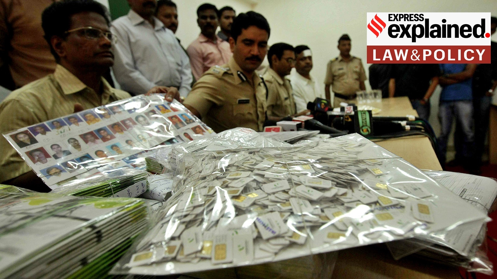 Mumbai police with its recovery from a fake SIM card racket.