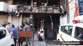 There were a total of 48 girls staying in the building who were successfully evacuated by 2 am through the emergency door. (Express Photo)