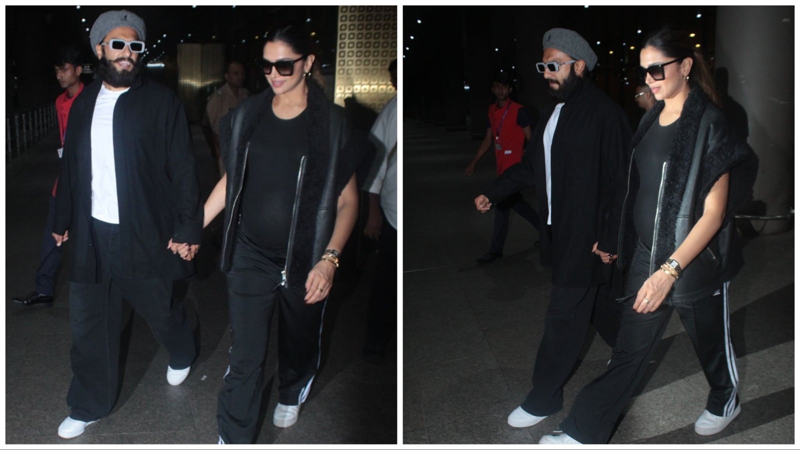 Mom-to-be Deepika Padukone holds Ranveer Singh’s hand as they return ...