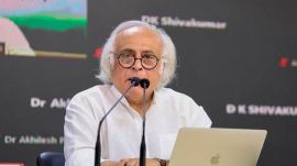 Congress leader Jairam Ramesh during a press conference at AICC HQ. in New Delhi,