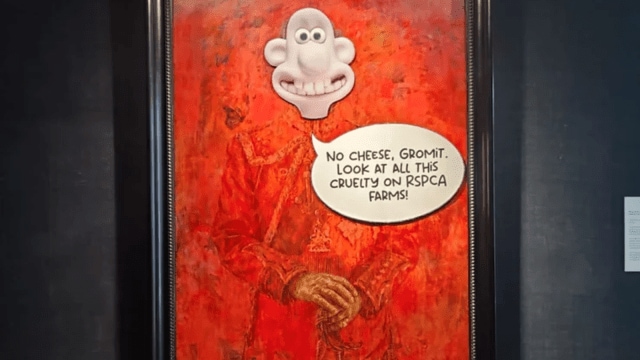 an image of the vandalised portrait of King Charles III. (Photo: website\AnimalRising
