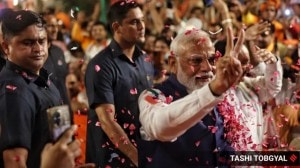 Modi celebrating after winning Lok Sabha election