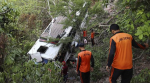 Rescue work underway after a bus carrying pilgrims plunged into a gorge following an ambush by terrorists, in Reasi district of Jammu and Kashmir. (PTI photo)