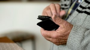 A senior using a smartphone