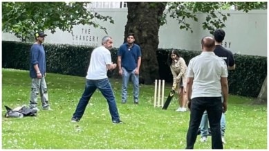 Shah Rukh Khan and Suhana Khan were spotted playing cricket in London.