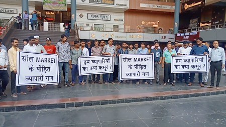 Surat textile traders protest civic body action to shut shops over lack of fire NOCs, other clearances