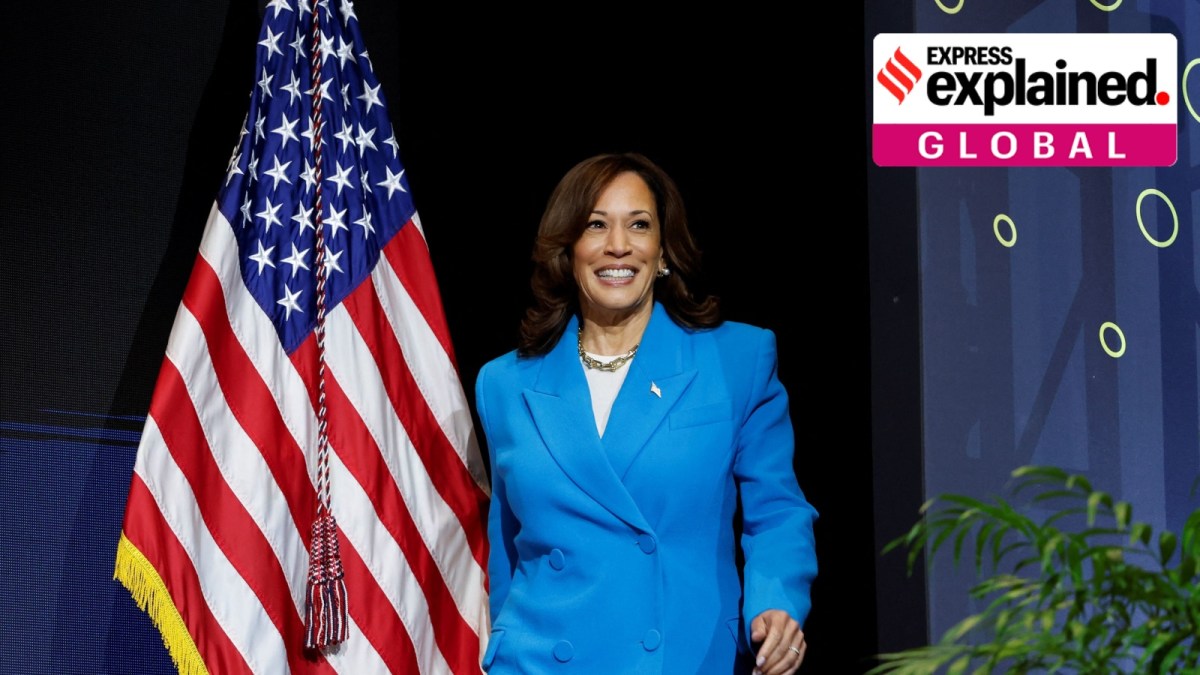 US Vice President Kamala Harris takes the stage as she attends the 30th annual Essence Festival in New Orleans, Louisiana, U.S., July 6, 2024.