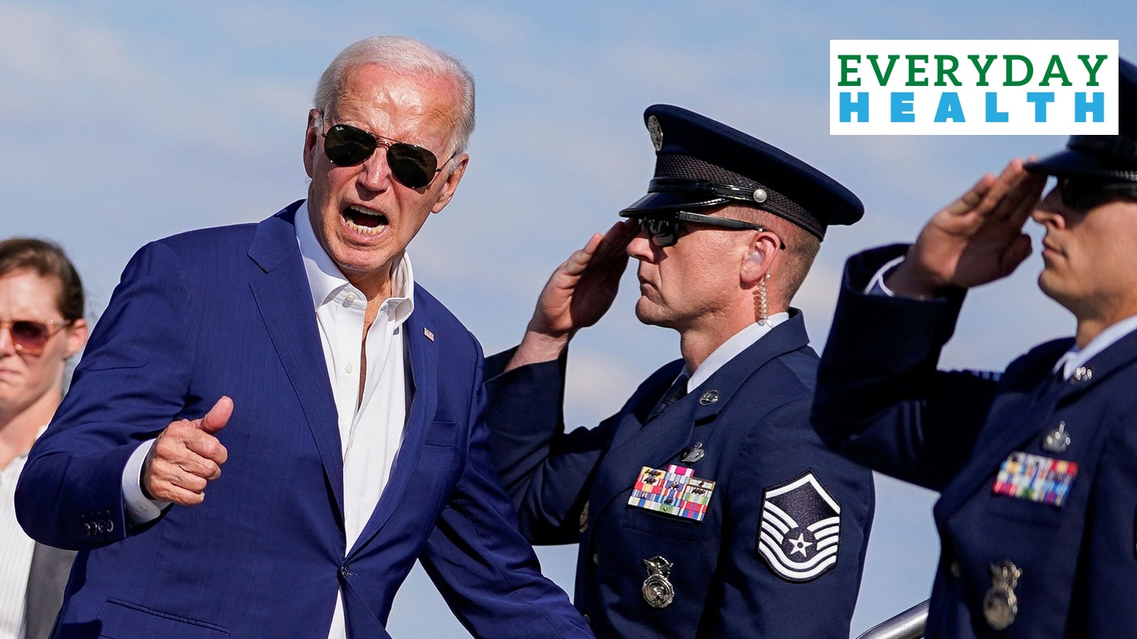 U.S. President Joe Biden gestures as he boards Air Force One at Harrisburg International Airport on July 7, 2024.