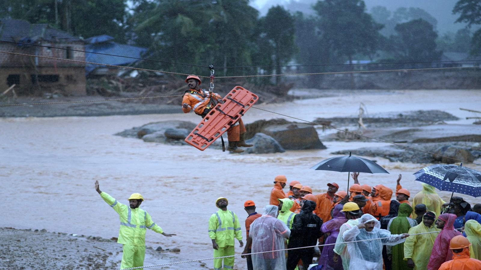 Landslides in the hills in Wayanad