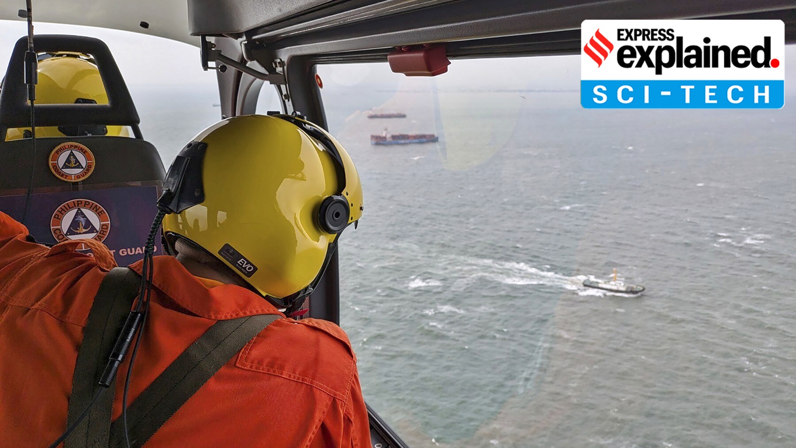 In this photo provided by the Philippine Coast Guard, aerial survey is conducted by Coast Guard Aviation Command as part of the oil spill response operation in in Manila Bay, Philippines Thursday, July 25, 2024.