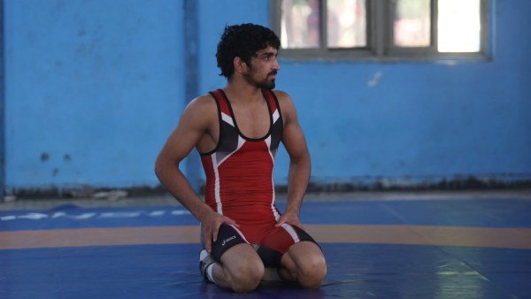 Wresltler Aman Sehrawat trains at the Chhatrasal Stadium in New Delhi. (Express Photo by Amit Mehra)