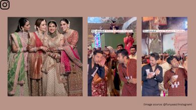 The edit features the creators interacting with celebrities at Anant Ambani and Radhika Merchant's wedding ceremony (Image source: @funyaasi)