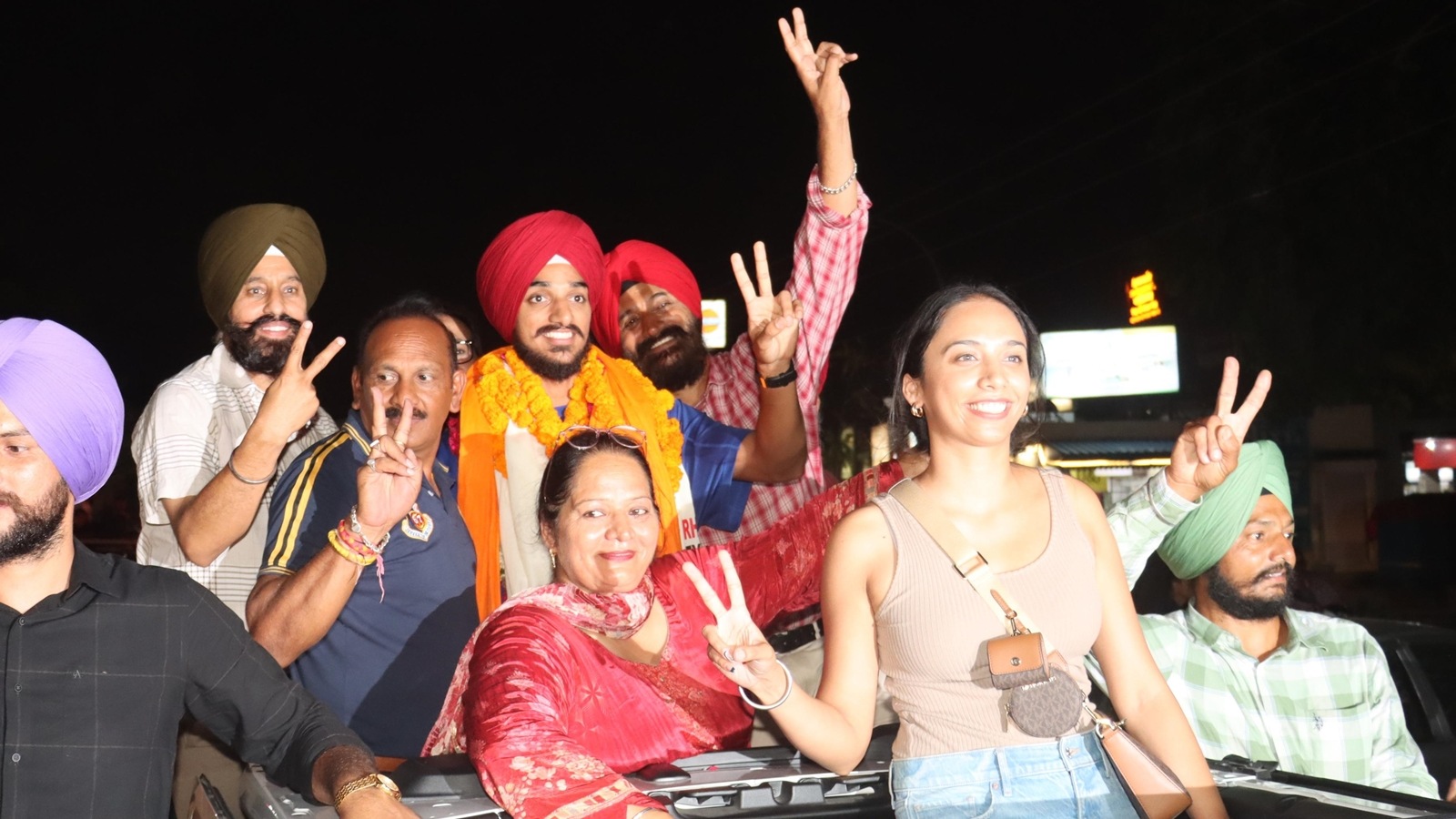 India left-arm pacer Arshdeep Singh with his family members at Shaheed Bhagat Singh International Airport in Mohali on Saturday evening. Jasbir Malhi