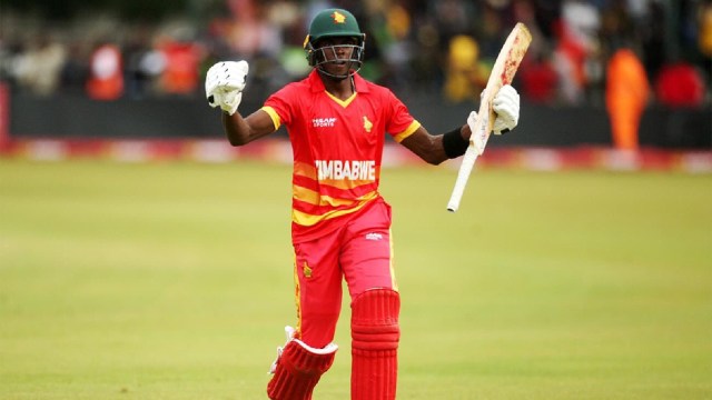 Zimbabwe's wicketkeeper-batter Clive Madande celebrates (X | Zimbabwe Cricket)