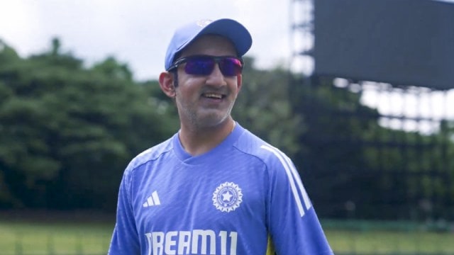 Indian men's cricket team head coach Gautam Gambhir during a training session ahead of the first T20 match between India and Sri Lanka.