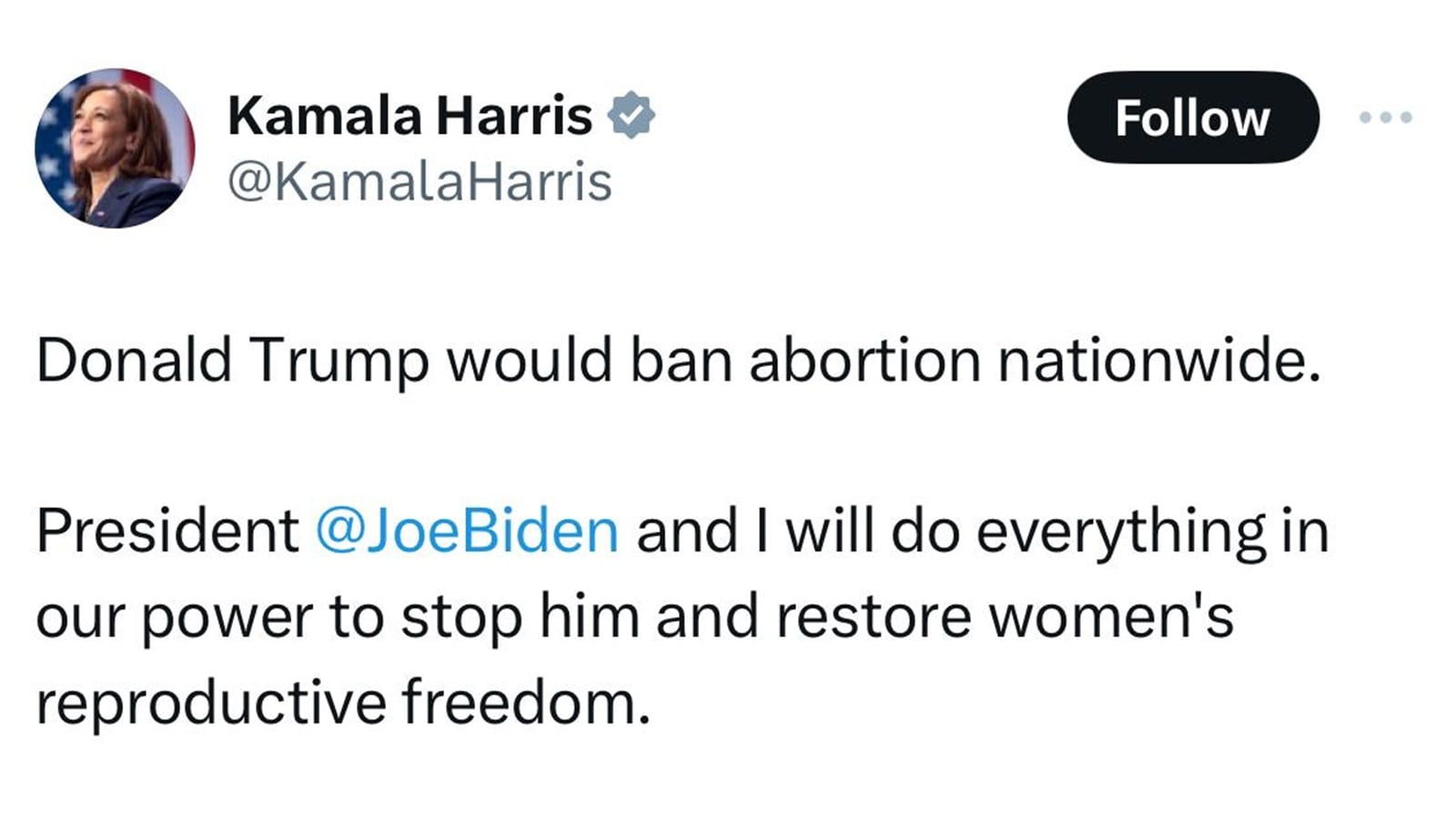 Kamala Harris tweet on Trump.