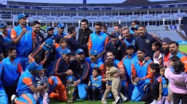 India vs Pakistan: The victorious members of the India Champions team after defeating Pakistan Champions in the World Championship of Legends Final.