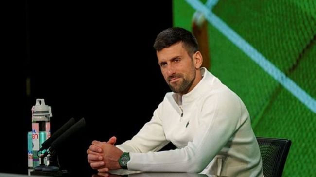 Serbia's Novak Djokovic during the press conference after the men's final
