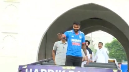T20 World Cup winner Hardik Pandya given hero's welcome in Vadodara |  Cricket News - The Indian Express