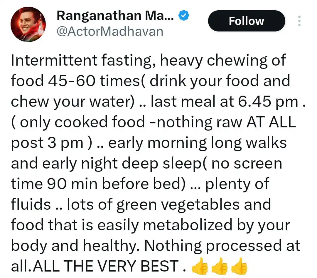 Fans are concerned about R Madhavan’s drastic weight loss in just 21 days; actor says ‘drink your food and chew your water’ | Fitness News