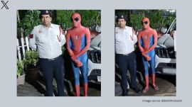 The man who dressed up as Spider-man has been identified as Aditya (Image source: @DelhiPolice/X)