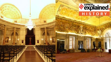 Rashtrapati Bhavan's Durbar Hall (left) and Ashok Hall have now been renamed as Gantantra Mandap and Ashok Mandap.