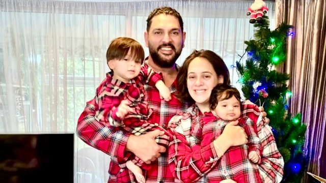 Hazel Keech and Yuvraj Singh share adorable pictures from their daughter Aura's first birthday celebration. (Hazel Keech/Instagram)