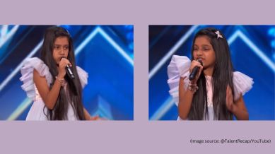 Dressed in a pink dress, Praniska Mishra left the judges speechless with her performance on America's Got Talent (Image credit: @TalentRecap/YouTube)