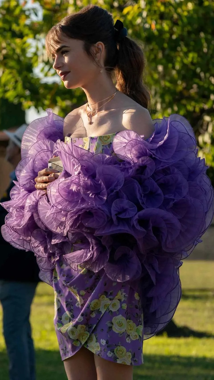 emily cooper purple dress Katrina Kaif or Lily Collins in Emily in Paris season 3, who rocked the floral mini dress better?