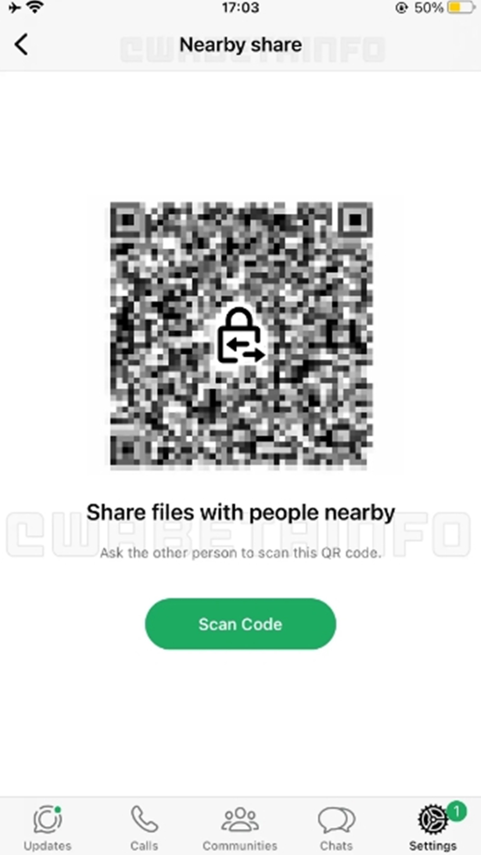 The AirDrop like feature requires users to scan a QR code on iOS to initiate file transfer.