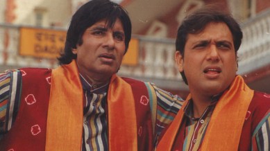 Amitabh Bachchan (left) and Govinda (right) in a still from Bade Miyan Chote Miyan