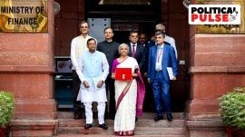 Union Finance Minister Nirmala Sitharaman before presenting the Budget 2024. (Express photo by Praveen Khanna)