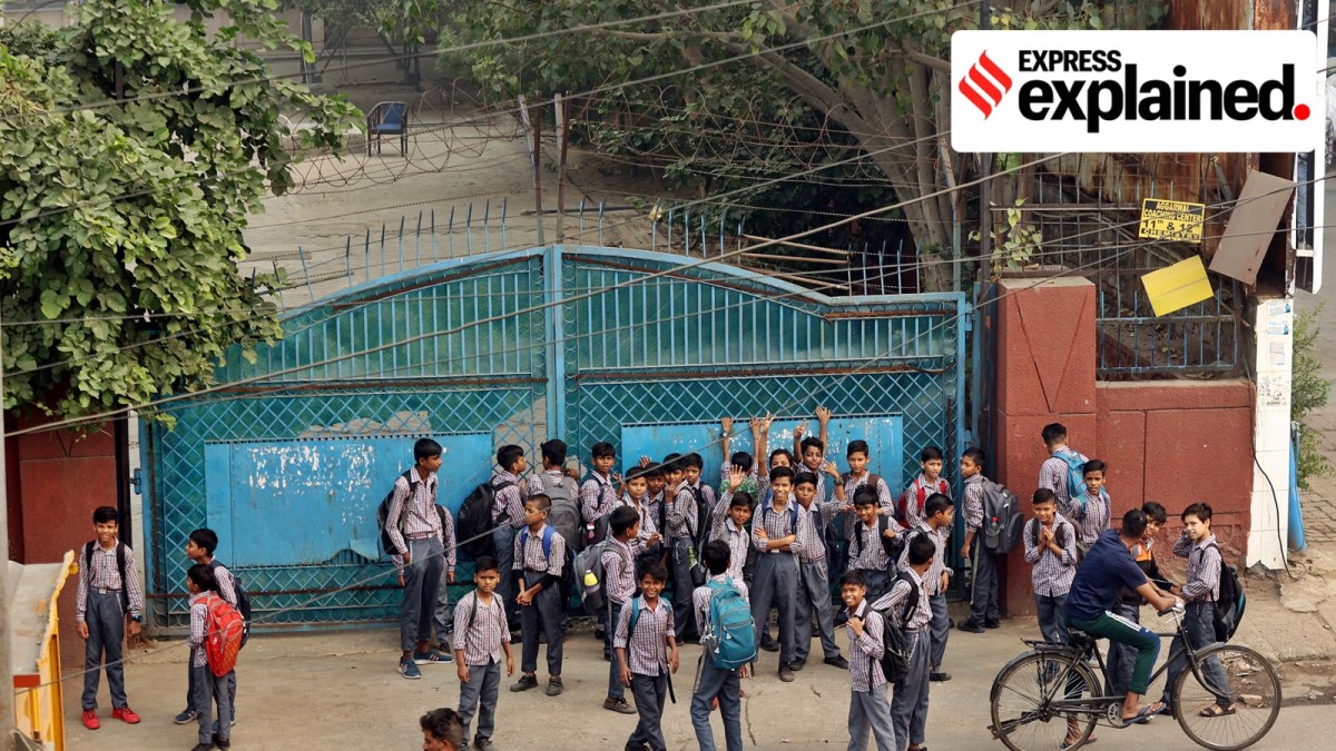 Students outside a Delhi government school.