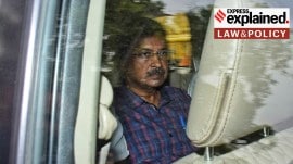 Delhi Chief Minister Arvind Kejriwal being taken from the ED office to Rouse Avenue Court in Delhi, earlier on March 28, 2024.