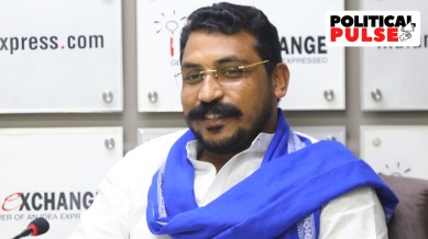 “Even if the BJP offers me the PM’s post, I will not go with them," Nagina MP Chandrashekhar Aazad said. (Express photo by Abhinav Saha)