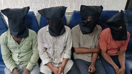 The arrested were identified as Raju Singhania, 24, Mayur, 30, Bali, 22, and Vikky, 21, all from Madhya Pradesh. (Express Photo)