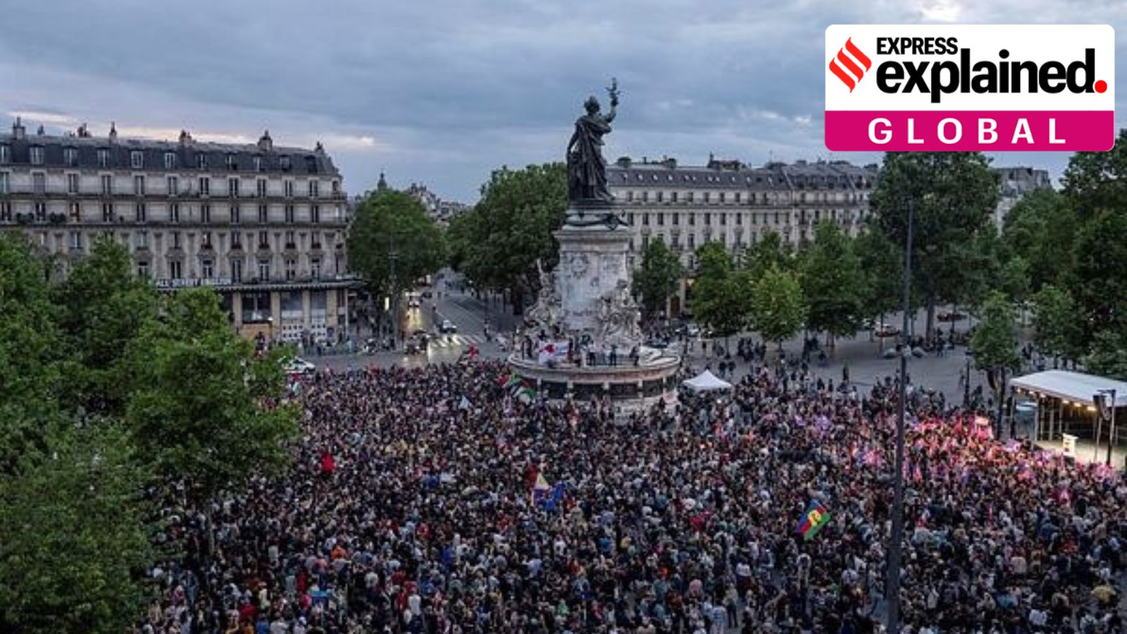 Protestors protesting the French election result