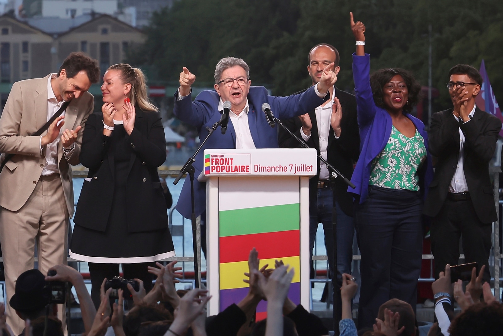 Far-left La France Insoumise - LFI - (France Unbowed) founder Jean-Luc Melenchon delivers a speech after the second round of the legislative elections in Paris. (AP/PTI)