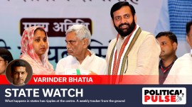 Haryana Chief Minister Nayab Singh Saini hands over allotment letters of 30 square-yard plots to Antyodaya beneficiaries in Rohtak. (Express file photo by Manoj Dhaka)