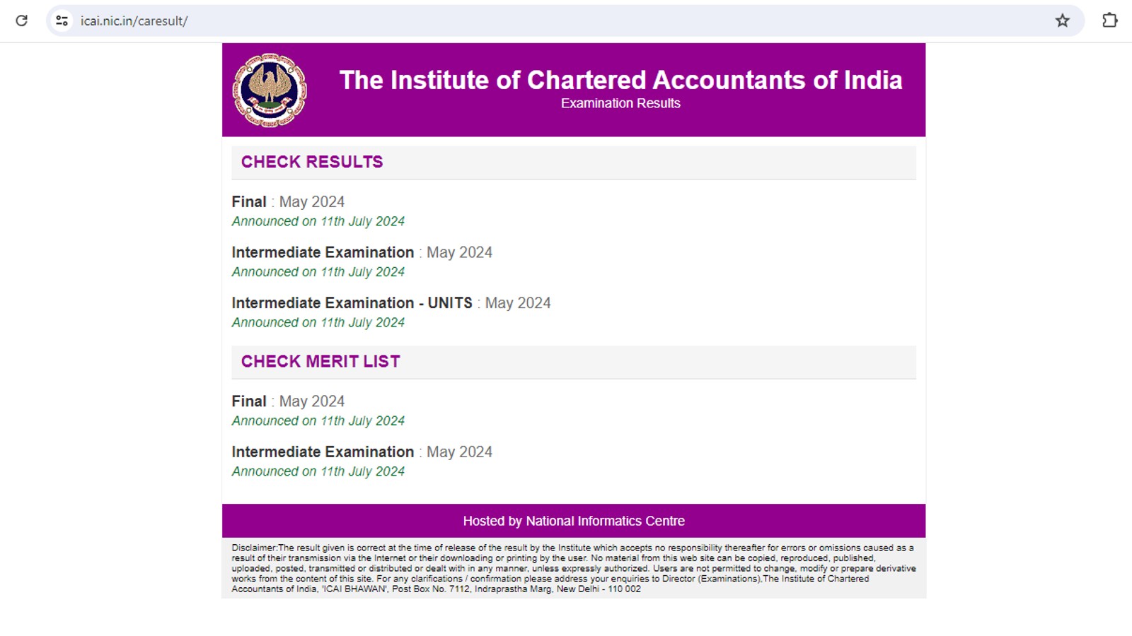 ICAI CA Inter, Final 2024 Results Websites to check score